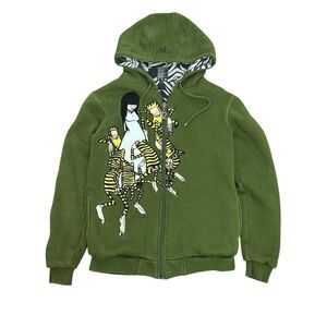 Upper Playground x Sam Flores Green Hoodie Tiger Print RARE